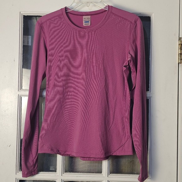 Arcteryx Womens Pink Striped Long Sleeve Shirt Top Tee Medium - Picture 1 of 5